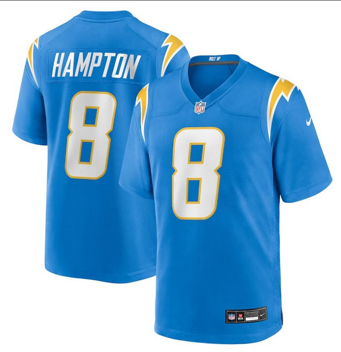 Men Los Angeles Chargers #8 Hampton blue Nike NFL 2025 Jersey